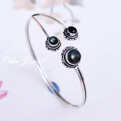 Bracciale in argento sterling 925 con più pietre preziose in onice nera nuovi... - Immagine 1 di 4