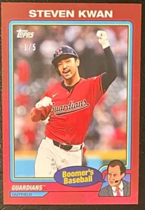 Béisbol 2024 Topps x Chris Berman Boomer's #81 Steven Kwan rojo 1/5 - Imagen 1 de 2