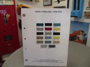 PAINT COLOUR REFERENCE FORD OF ENGLAND 1968/69 AUTOMOTIVE  PAINT CHIPS - Picture 1 of 2