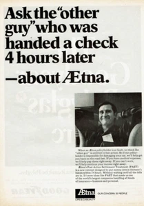 1969 Vintage Print Ad Ask the other guy who was handed a check 4 hours Aetna - Picture 1 of 2