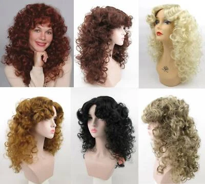 80'S WOMENS LONG MEDIUM LENGTH SOFT WAVY CURLS CURLY HAIR SKIN TOP WIG DELIHLA - Image 1 of 4