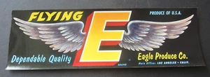 Old Vintage 1950's - FLYING E - Eagle Produce Co. - LABEL - Los Angeles CA. - Picture 1 of 1
