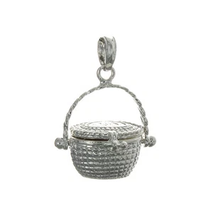 925 Sterling Silver Nautical Charm, 3D Nantucket Basket - Picture 1 of 8