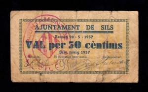 F.C. SILS (GERONA) , 50 CÈNTIMS 1937 , B/C , SUCIO . - Bild 1 von 2