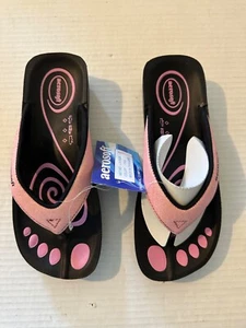 NEW IN BOX AEROSOFT LADIES GLITERATTI PINK FLIP FLOP SIZE USA 6 - Picture 1 of 8
