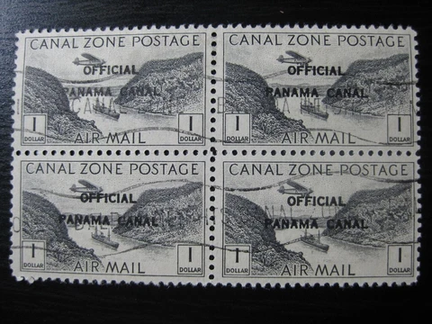 CANAL ZONE Sc. #CO7 scarce used official stamp block of 4! Cover
