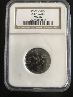 MS-66 NGC 1999-D ULTRA-GEM DELAWARE WASHINGTON QUARTER! NGC LIST=$70.00! - Image 1 of 4