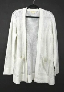 Michael Kors Womens Patch Pocket Waffle Texture Long Sleeve Sweater Cardigan L - Picture 1 of 8