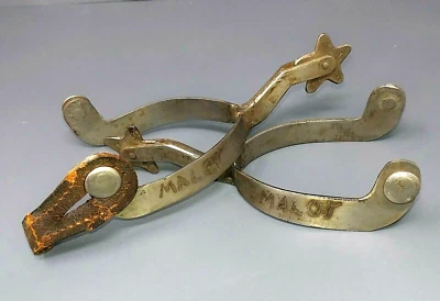 Espuelas Western de cuello de cisne con punto "MALOY" grabado y estampado en Star Rowels Foto 1 de 4