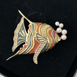 Bob Mackie Wearable Art Fish Pin, QVC, New In Box - Picture 1 of 11