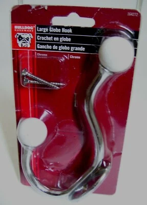 Bulldog Hardware Gancho de Pared Grande Redondo Blanco Globo Gancho en Soporte de Metal Nuevo en Caja Foto 1 de 3