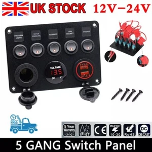 Interruptor de luz LED panel de control voltímetro cargador USB cargador USB de 5 velocidades autocaravana 12 V Reino Unido - Imagen 1 de 15