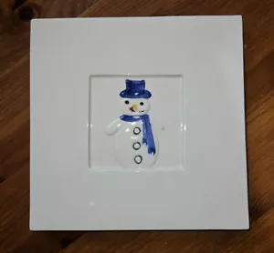 Crate and Barrel Stefani Ceramica Ceramic Snowman Christmas Holiday Trivet 8x8 - Picture 1 of 5