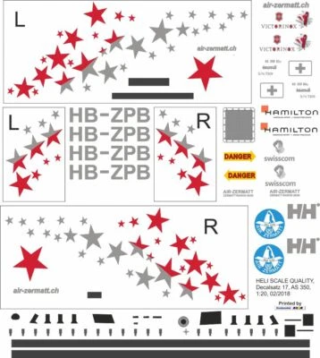 Decal 17 H125 / AS 350 Ecureuil Air-Zermatt HB-ZPB - Bild 1 von 2