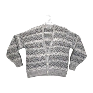 Method Cardigan Sweater Men’s Size Large Gray Vintage 80s Acrylic Grunge Grandpa - Picture 1 of 17