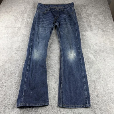Jeans masculino Levis 527 slim bootcut 30x30 azul lavagem média cintura baixa desgastado - Imagem 1 de 4