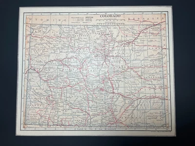 1906 COLORADO Map by L.L. Poates Mounted on Acid-Free Card Stock SEE DESCRIP - Image 1 of 4