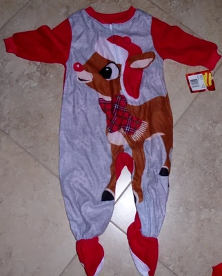 Nuevo con etiqueta Rodolf el reno nariz roja pies en pijama para dormir 12 meses Foto 1 de 2