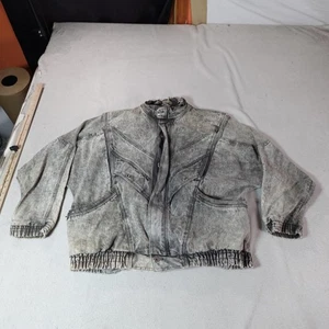 Giacca denim vintage uomo grande grigio lavaggio acido stile moto biker invecchiato anni 80 - Foto 1 di 11