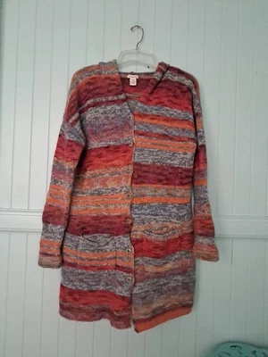 Cárdigan suéter Sundance de lana de cordero mezcla de lana con capucha largo con botones talla XL Foto 1 de 4