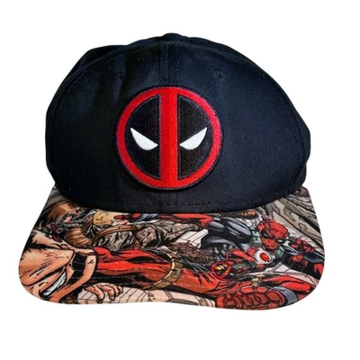 Marvel Deadpool Comic Print Snapback Baseball Cap Hat One Size Fits Most - Image 1 of 4