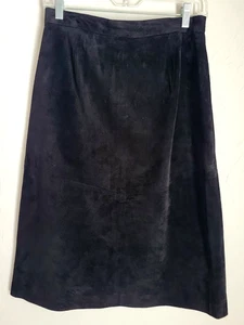 Evan Davies skirt vtg black suede midi size 10 lined midi - Picture 1 of 10