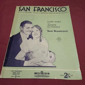 "San Francisco Vintage Movie Sheet Music CLARK GABLE Jeanette MacDonald 1936 D11 - Picture 1 of 5
