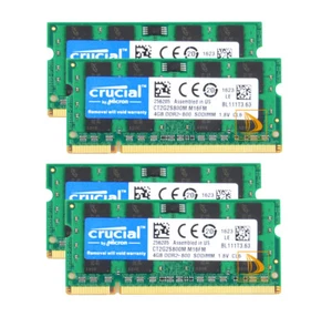 Crucial 4X 4GB 2RX8 PC2-6400 DDR2-800MHz Non-Ecc Memory RAM SODIMM Laptop - Picture 1 of 8