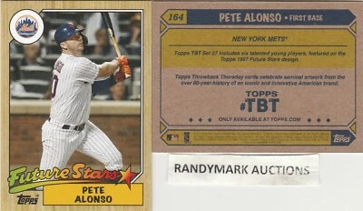 Pete Alonso NEW YORK METS TOPPS 2020 THROWBACK 1987 FUTURE STARS TBT 164 SP 2600 - Image 1 of 3