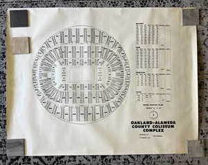 Mappa d'epoca 1967 Golden State Warriors Oakland-Alameda County Coliseum 35"X45" - Foto 1 di 10
