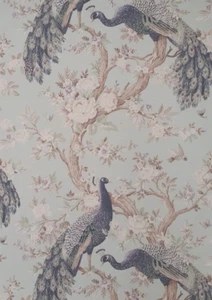 LAURA ASHLEY CURTAIN FABRIC DESIGN "Belvedere" 3 METRES DUCK EGG LINEN BLEND - Picture 1 of 2