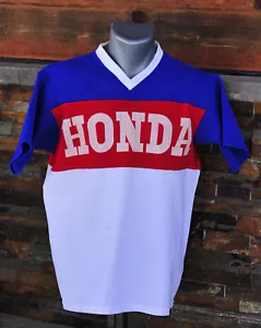Vintage 70s 80s Rare Honda Short Sleeve V Neck Shirt Honda Line Size Medium - Picture 1 of 12