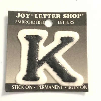 Joy Letter Shop Black K 8 1.5” Iron On Embroidered Patch Appliqué Crafting Sew - Image 1 of 4
