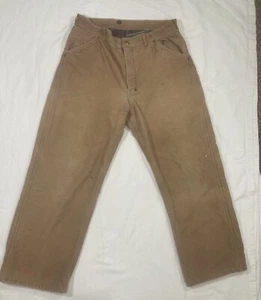 VTG Carhartt Headlight Finck Work Pants Canvas Blanket Lined 32-27 60s 70s - Picture 1 of 13
