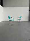 1 of 2 Vintage Bauhaus Design Tubular Steel and Mint Green Faux Leather Chairs