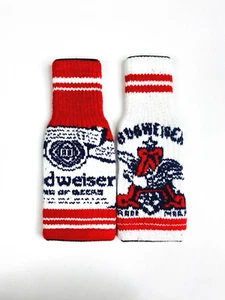 Budweiser Knit Sweater Bottle Koozies Set Of 2 Koozies Promotional Gift New - Picture 1 of 6