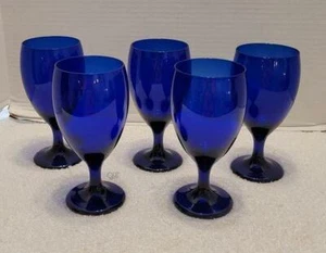 5 Libbey Cobalt Blue Drinking Water Goblets Glasses - Picture 1 of 4
