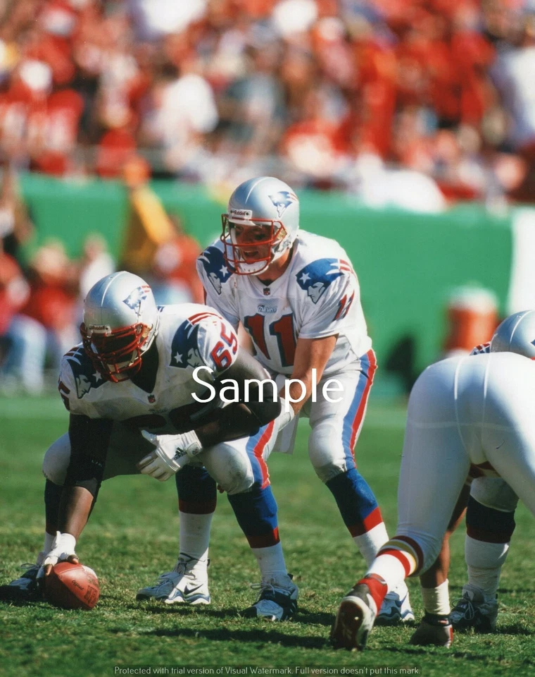 Póster impreso de fútbol americano Drew Bledsoe New England Patriots 8x10 DB2 Foto 1 de 1