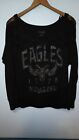 Stranded Womens Size M Black Long Lace Sleeve Eagles 1978 Motors Ohio Lace Shirt