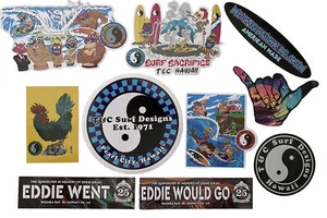 SURF STICKER SET 10 T&C Vintage Surf Stickers Volcom Vans Sex Wax FCS Xbox DGK - Picture 1 of 4