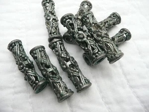 9 perles tubes vintage en métal ajouré - Imagen 1 de 3