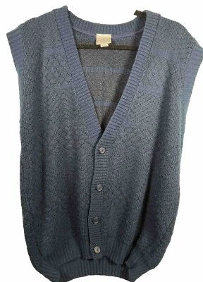 Colete Ash Creek Trading masculino médio vintage azul botão liso para cima - Imagem 1 de 3