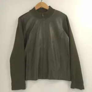 Women's Pendleton Green Leather and Wool Blend/ leather coat Size L - Picture 1 of 8