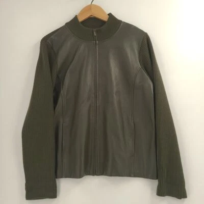 Abrigo de mujer Pendleton verde mezcla de cuero y lana/cuero talla L Foto 1 de 4