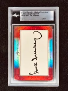 Hank Greenberg & George Kell 2017 Leaf Masterpiece Cut Signature 1/1 JSA Tigers - Picture 1 of 2