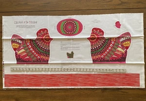 Alexander Henry Chicken in the Kitchen Fabric Panel Red 2015 De Leon Design - Picture 1 of 4