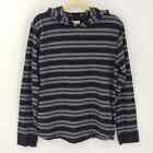 Tucker + Tate Boy's Striped Cotton Pullover Hooded Sweatshirt Black Gray Size XL