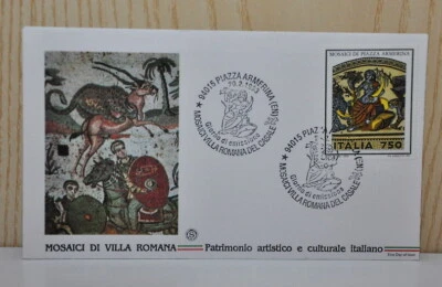 Italia busta primo giorno timbro Mosaici Villa Romana Piazza Armerina  feb. 1993 - Immagine 1 di 2