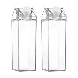 32 Clear Plastic Reusable Milk Cartons (16) 12oz and (16) 16oz NEW - Picture 1 of 2