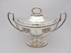 Top Quality VICTORIAN SILVER SOUP TUREEN, London 1877 Neoclassical STORK CREST - Picture 1 of 6